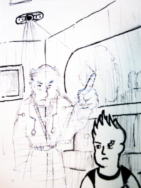 Holographic ghost scolding a kid